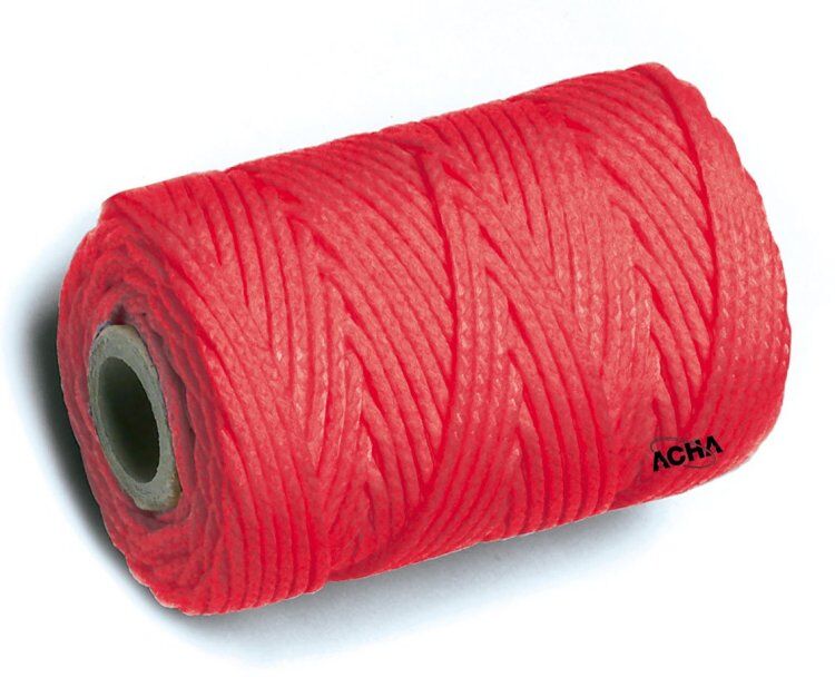 Cuerda atirantar polipropileno (biodegradable). Trenzado rojo 100mx1.7mm Acha