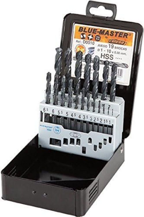 Estuche metalico de brocas HSS1-10x0.50mm D0010 Blue Master