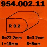 Fresa semicircular HM S:8 D:22.2 R:3.2 954.002.11 CMT