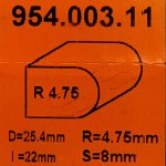 Fresa semicircular HM S:8 D:25.4 R:4.8 954.003.11 CMT