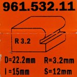 Fresa semicircular c/rodam.HM S:12 D:22.2 R:3.2 961.532.11 CMT