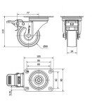 Rueda Giratoria 2-2340 - 10ZVLFD80-UT 80mm Poliamix Freno Alex