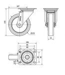 Rueda Giratoria 2-2357 - 10ZV125-POL125 125mm Poliuretano Alex