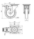 Rueda Giratoria 2-2369 10ZVFD125-POL125 125mm Freno Alex