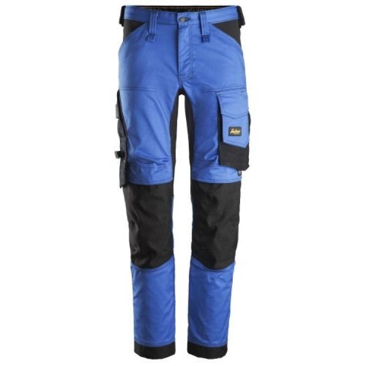 6341 Pantalones largos de trabajo elásticos AllroundWork Slim Fit color azul verdadero/ negro Snickers