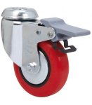 Rueda Giratoria 2-2471 - 20BHFD100-PPI 100mm Poliuretano Rojo Freno Alex Rueda Giratoria 2-2471 - 20BHFD100-PPI 100mm Poliuretano Rojo Freno Alex